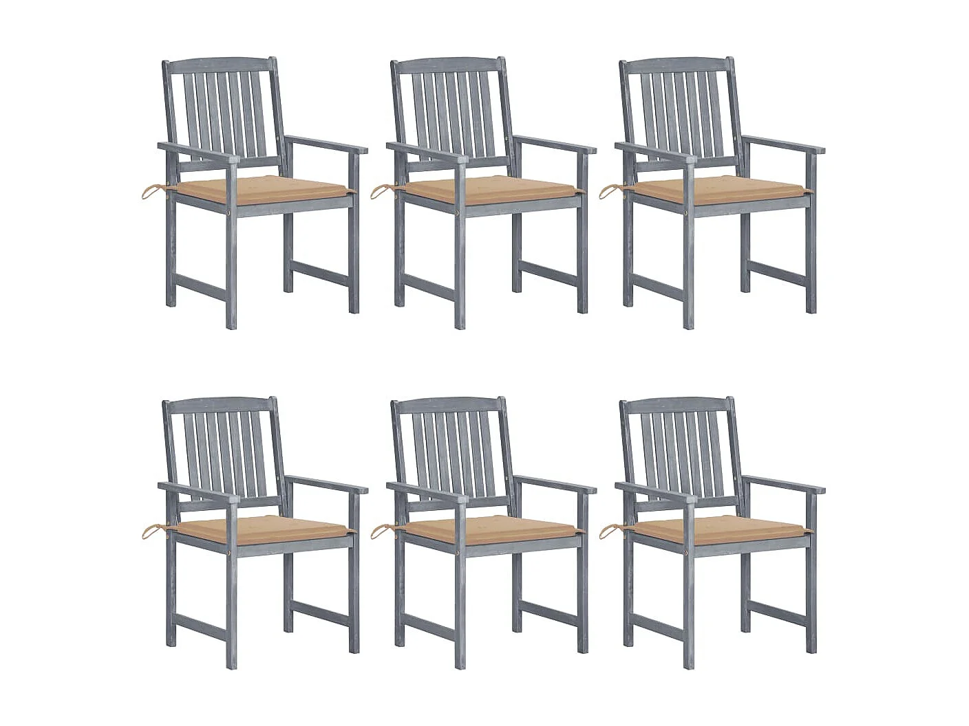 Chaises de jardin avec coussins 6 pièces Bois d'acacia massif Gris