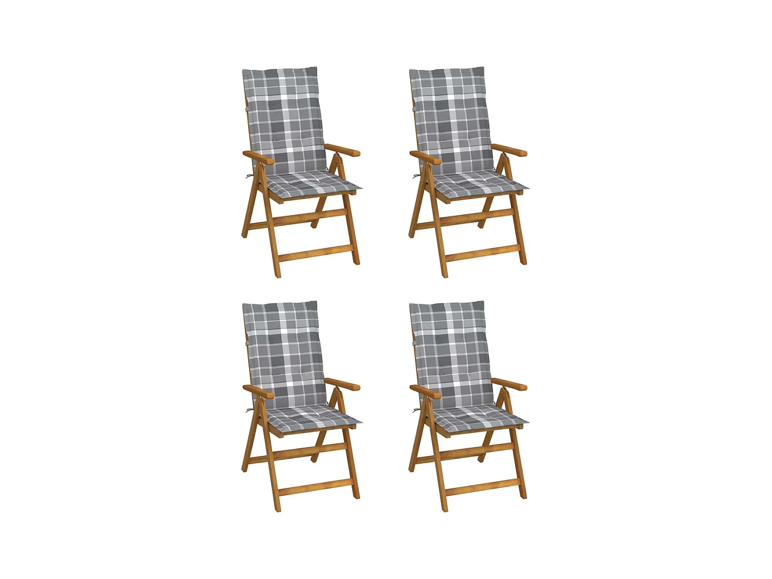Chaises inclinables de jardin 4 pièces avec coussins Bois d'acacia