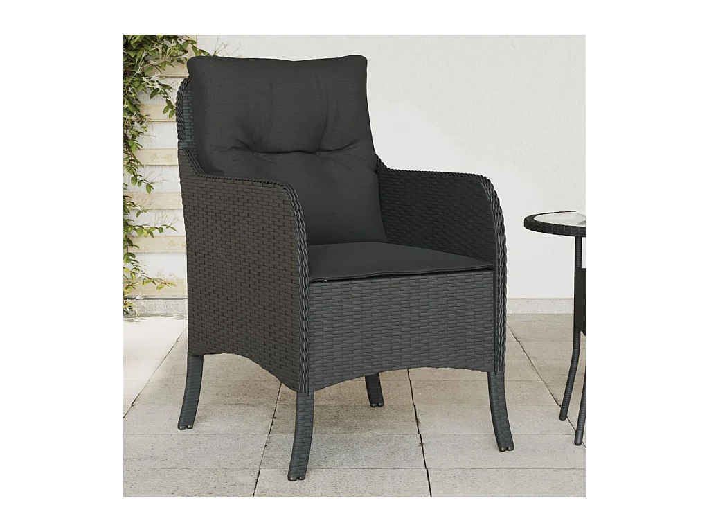 Sillones de jardín con cojines 2 unidades ratán sintético negro