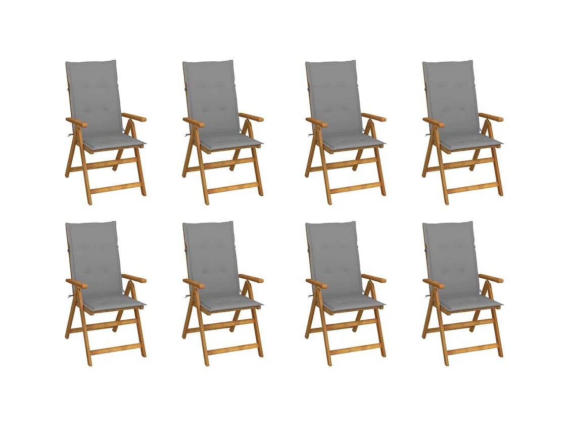 Chaises pliables de jardin avec coussins 8 pièces Bois d'acacia