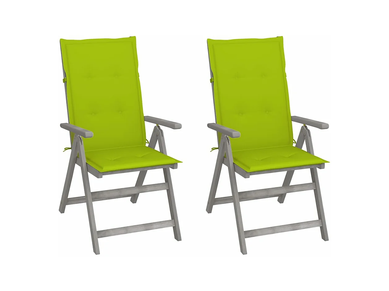 Chaises inclinables de jardin 2 pièces avec coussins Bois d'acacia