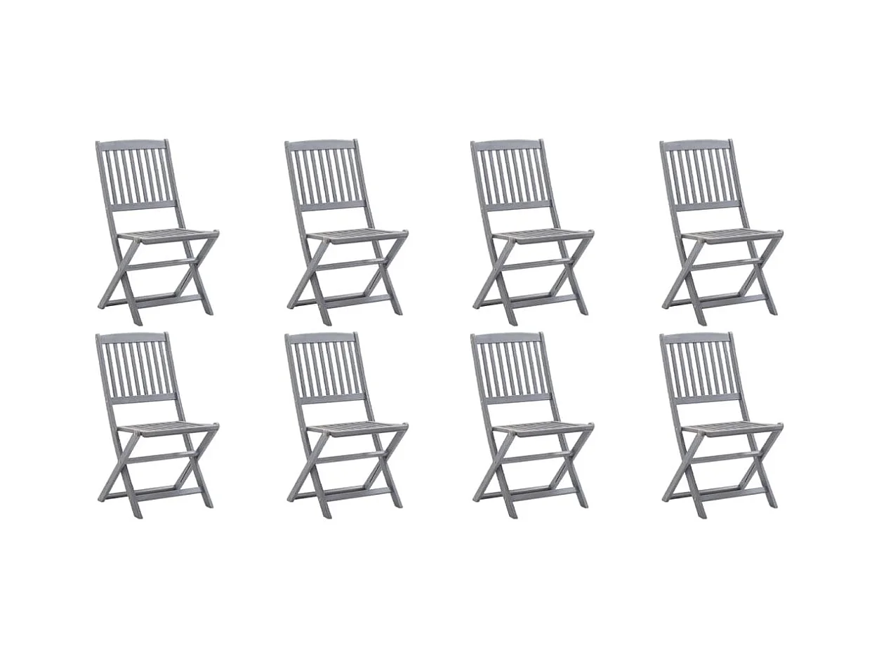 Chaises pliables d'extérieur 8 pièces avec coussins Bois d'acacia