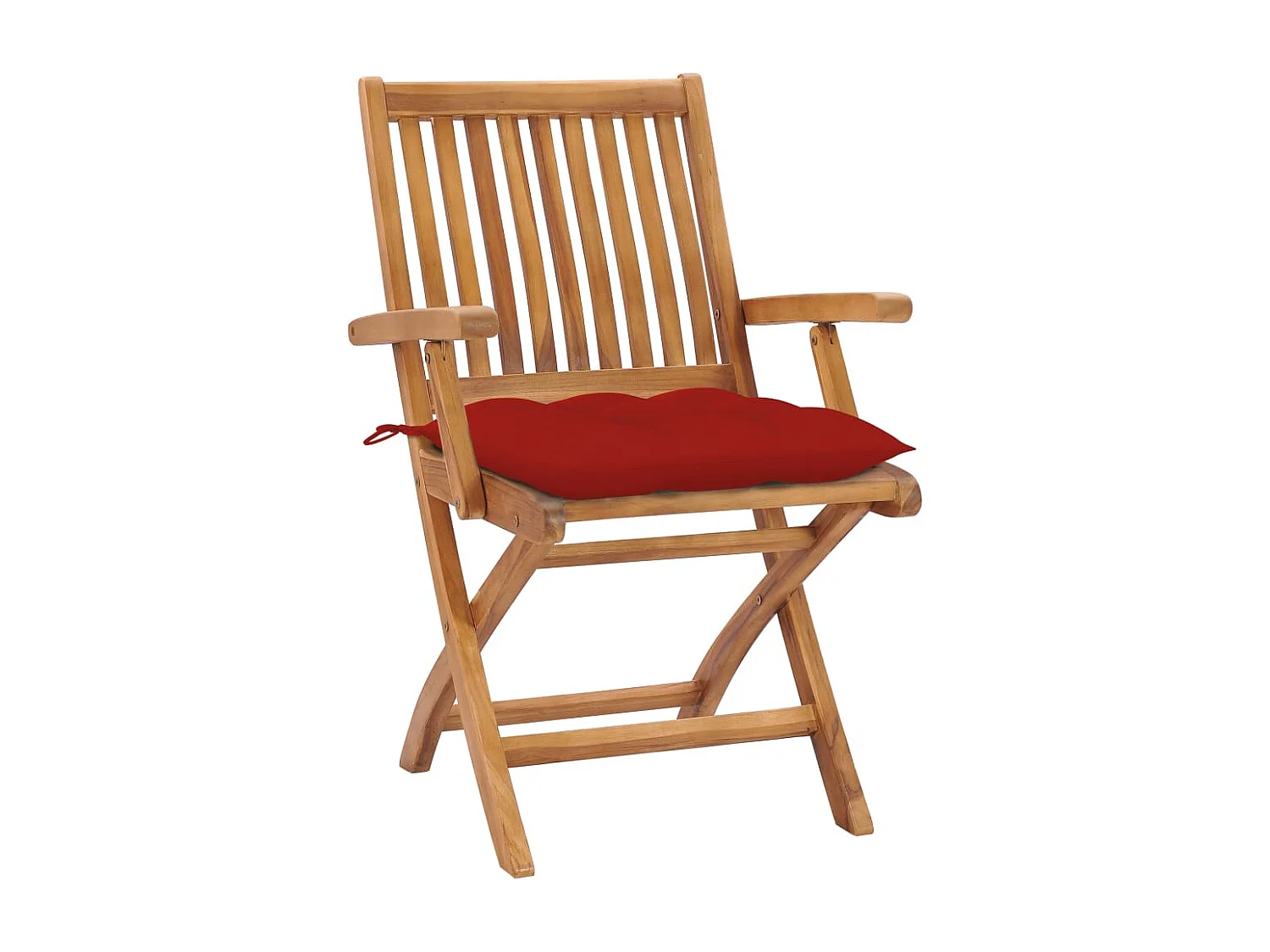 Chaises de jardin 2 pièces avec coussins rouge Bois de teck massif