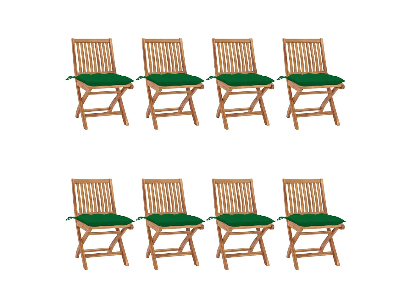 Chaises pliables de jardin avec coussins 8 pièces Teck solide