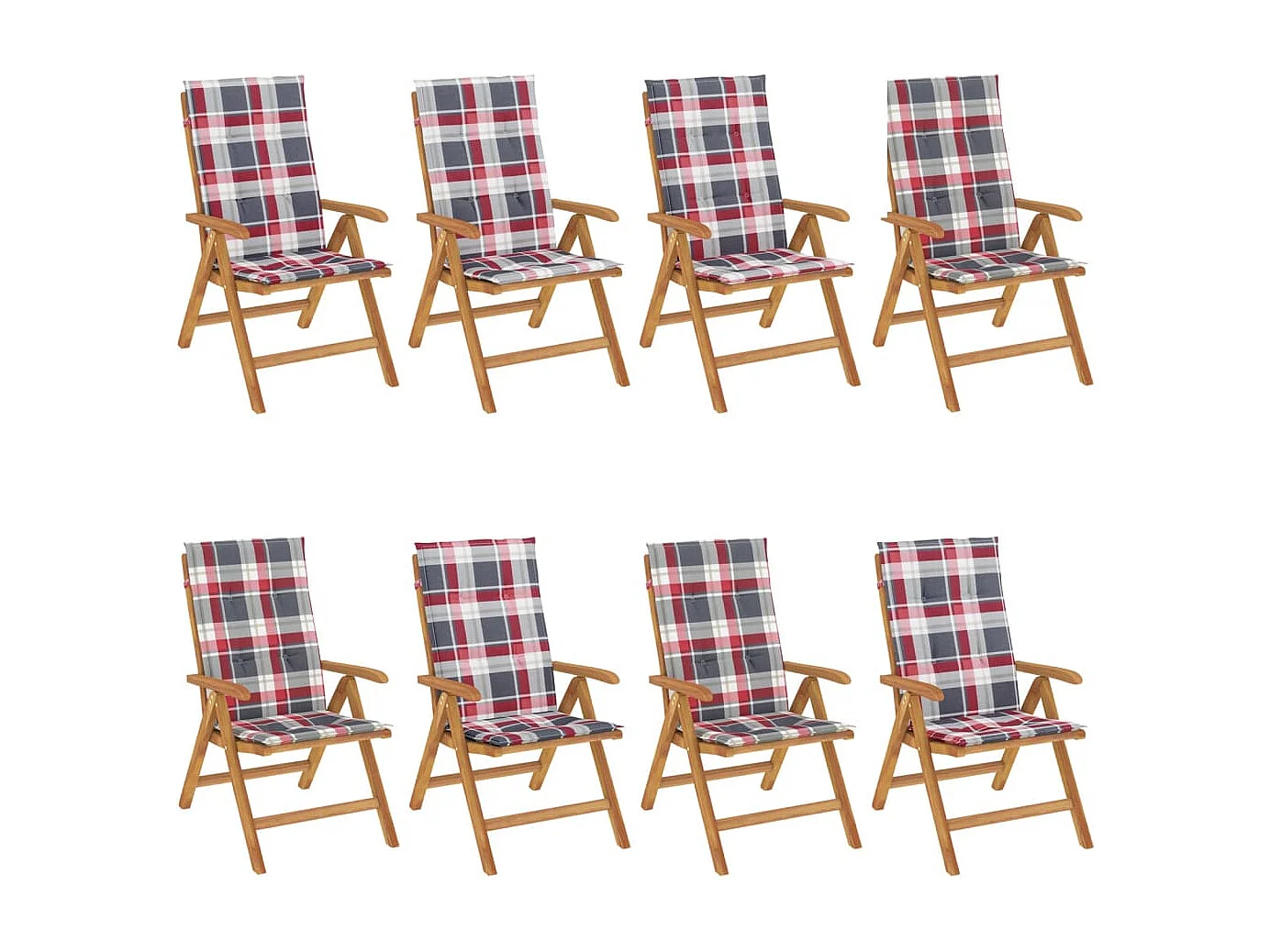 Sillas de jardín reclinables y cojines 8 unidades madera maciza teca