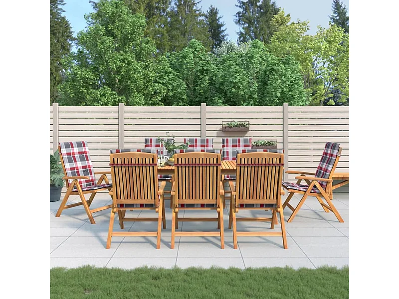 Sillas de jardín reclinables y cojines 8 unidades madera maciza teca