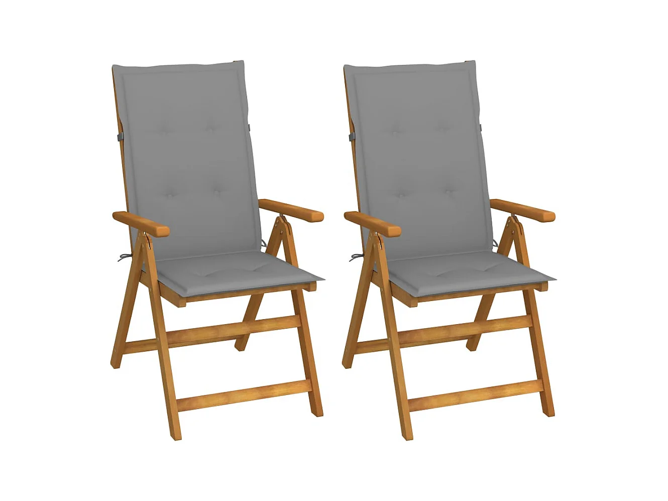 Chaises inclinables de jardin 2 pièces avec coussins Bois d'acacia
