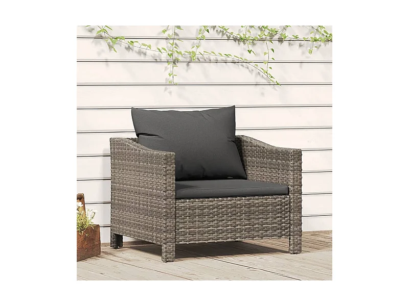 Poltrona de jardim com almofadão vime PE cinzento