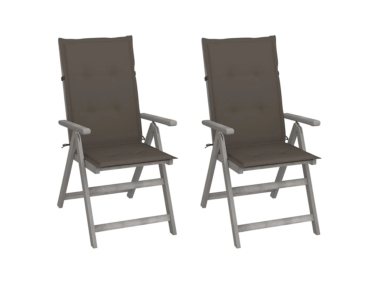 Chaises inclinables de jardin 2 pièces avec coussins Bois d'acacia