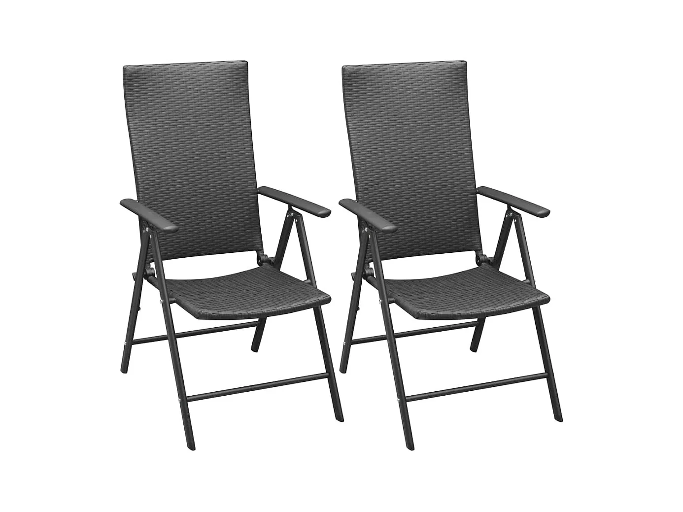 Chaises empilables de jardin 2 pièces Résine tressée Noir