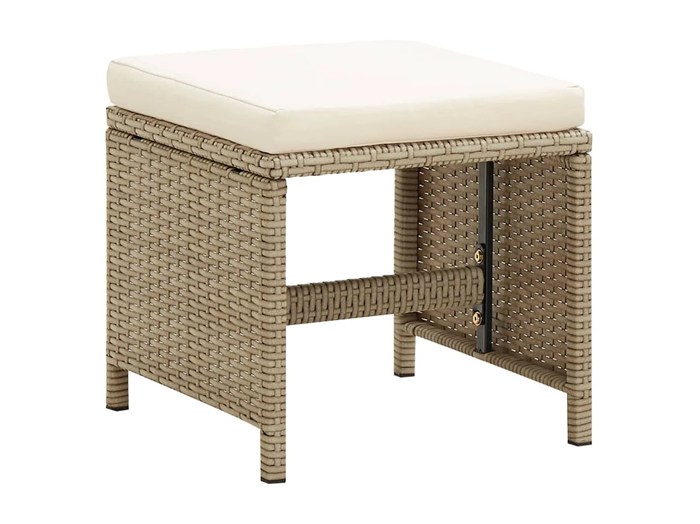 Tabourets de jardin 2 pièces avec coussins Résine tressée Beige