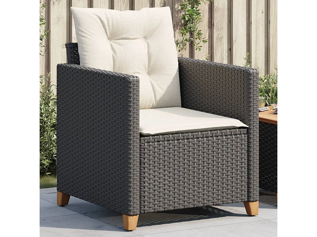 Chaise de jardin avec coussins noir résine tressée