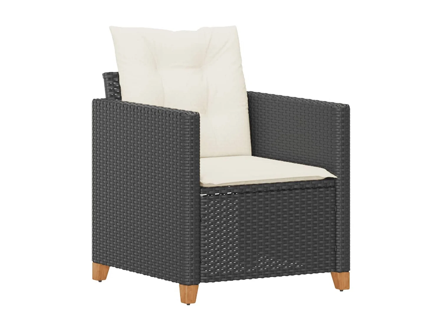 Chaise de jardin avec coussins noir résine tressée