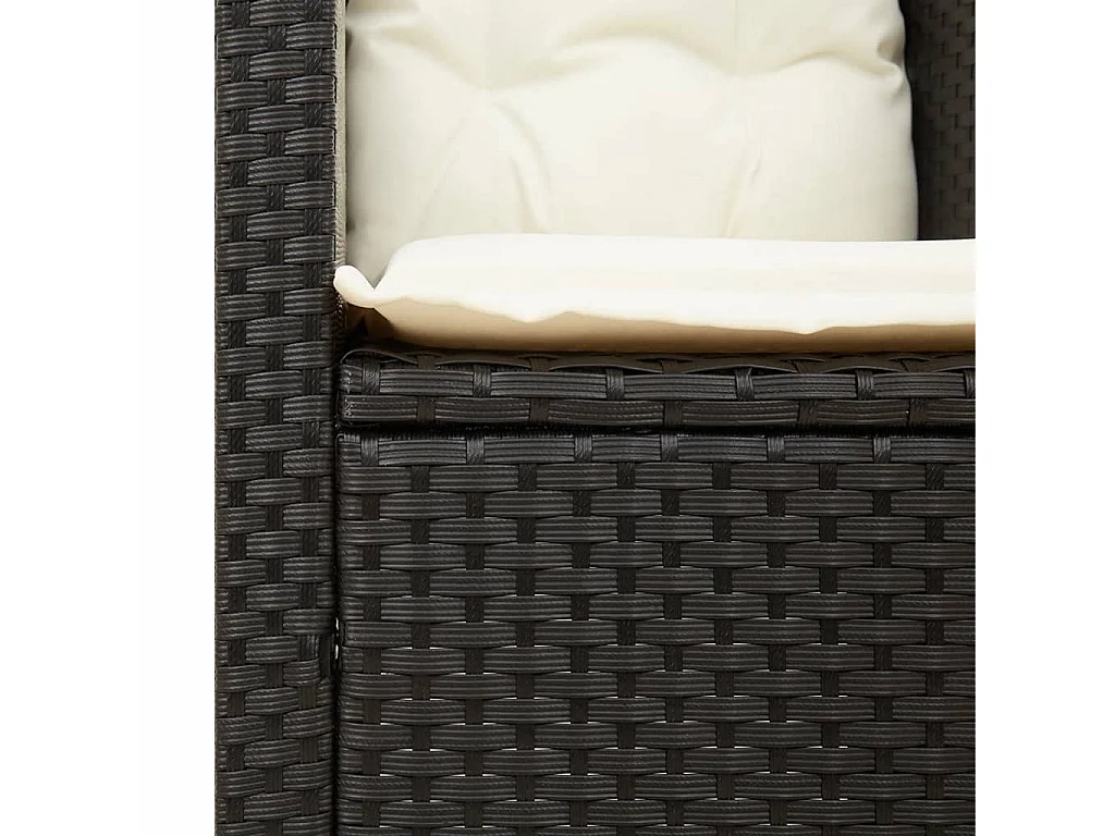 Chaise de jardin avec coussins noir résine tressée