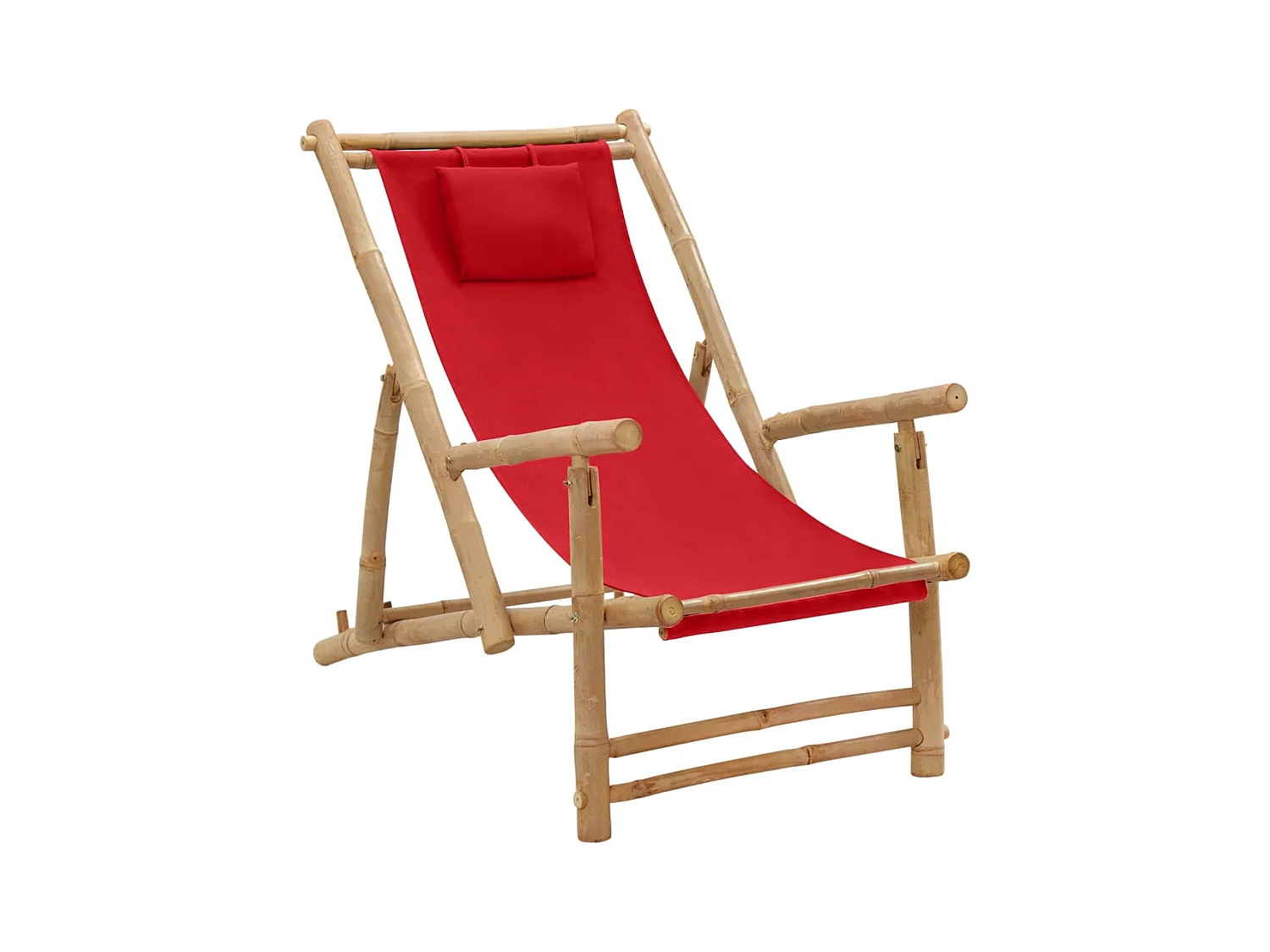 Chaise de terrasse Bambou et toile Rouge