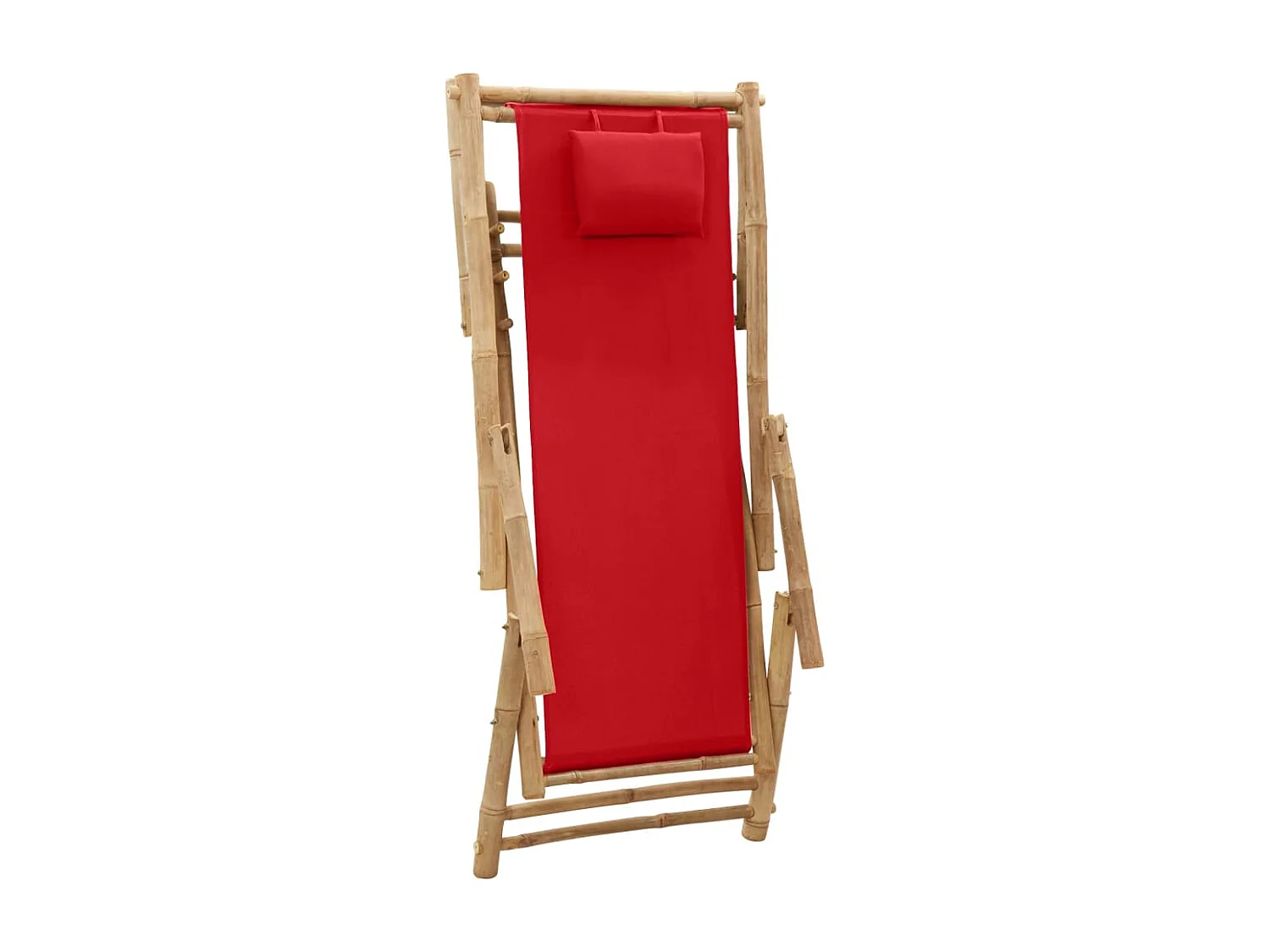 Chaise de terrasse Bambou et toile Rouge