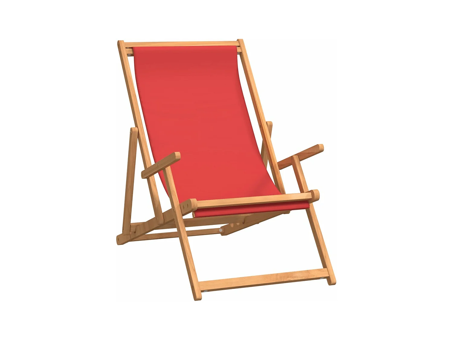 Cadeira de praia dobrável madeira de teca maciça vermelho