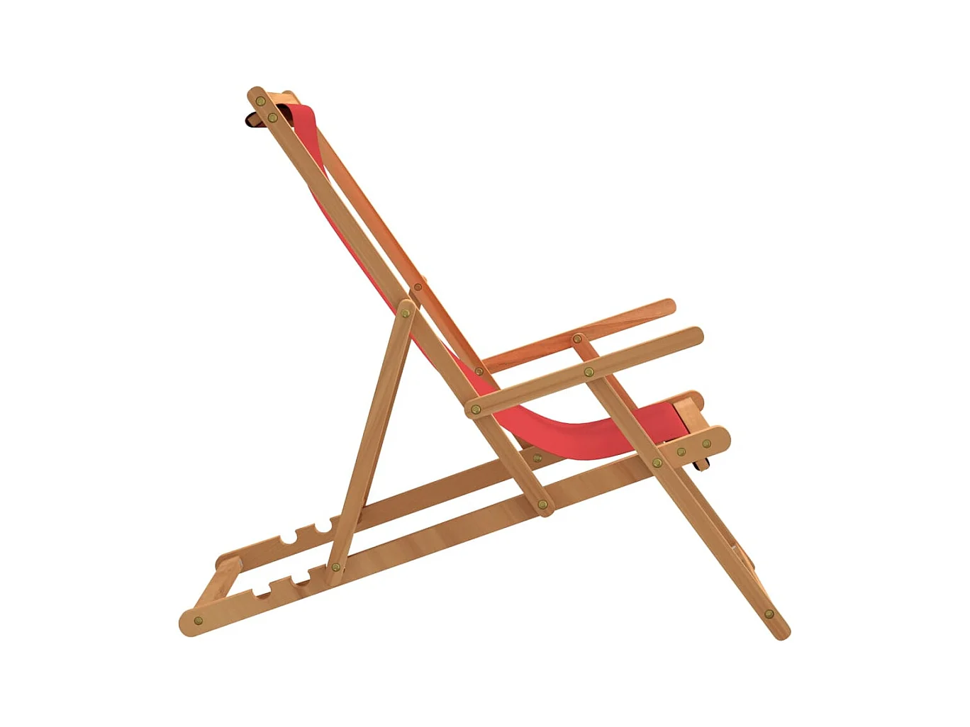 Cadeira de praia dobrável madeira de teca maciça vermelho