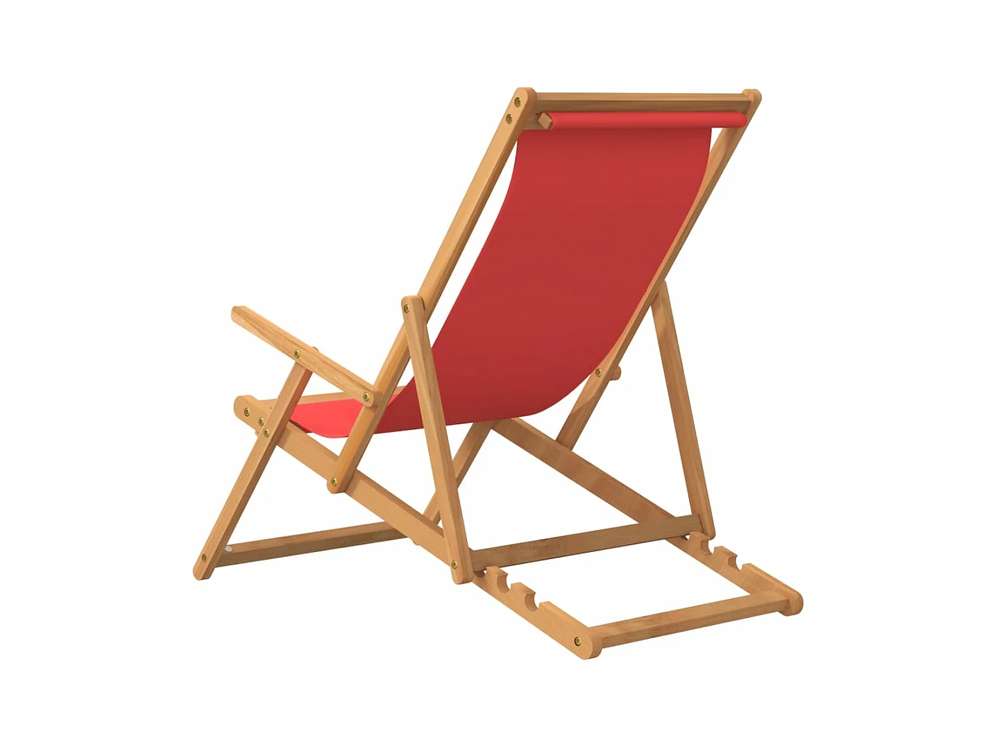 Cadeira de praia dobrável madeira de teca maciça vermelho