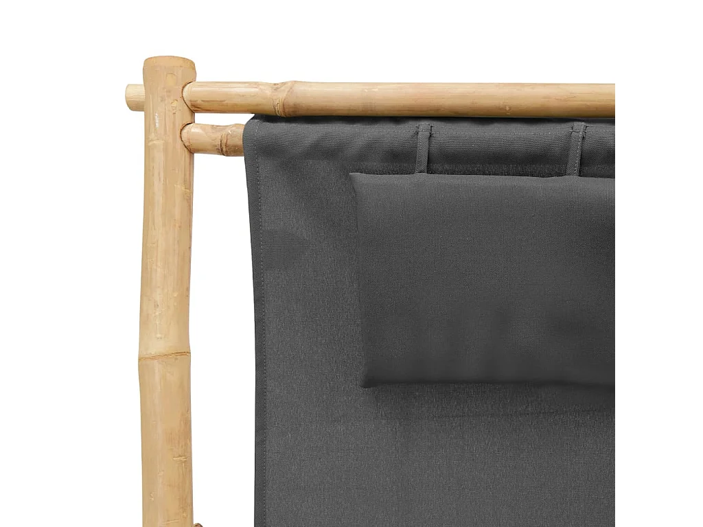 Chaise de terrasse Bambou et toile Gris foncé