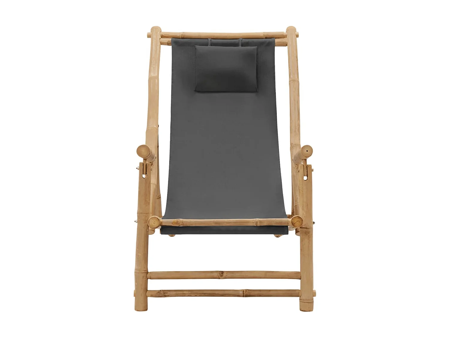 Chaise de terrasse Bambou et toile Gris foncé