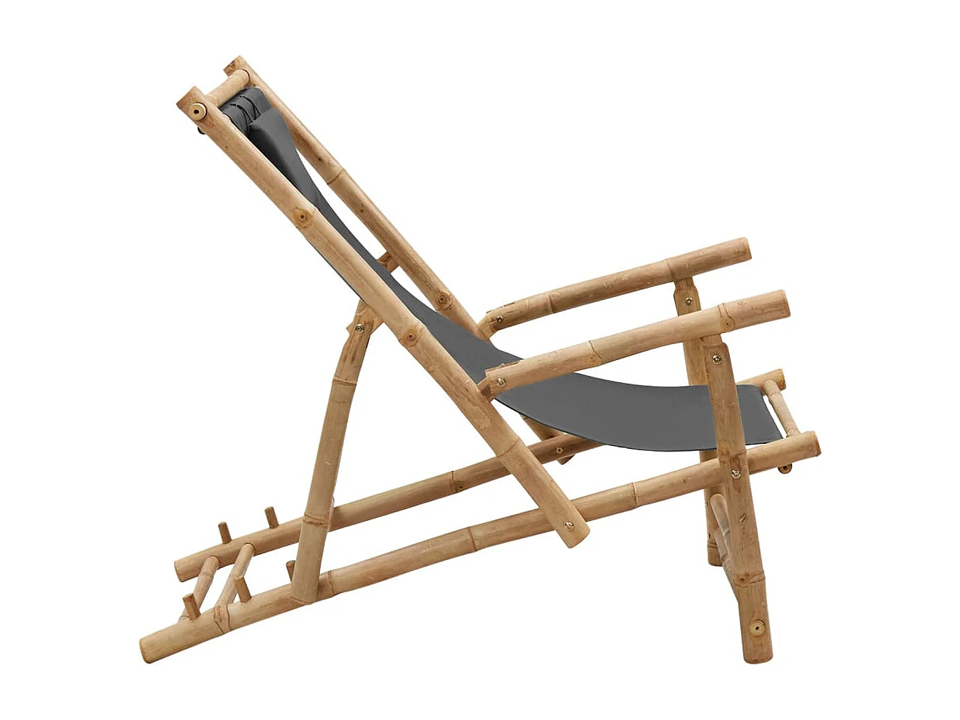 Chaise de terrasse Bambou et toile Gris foncé