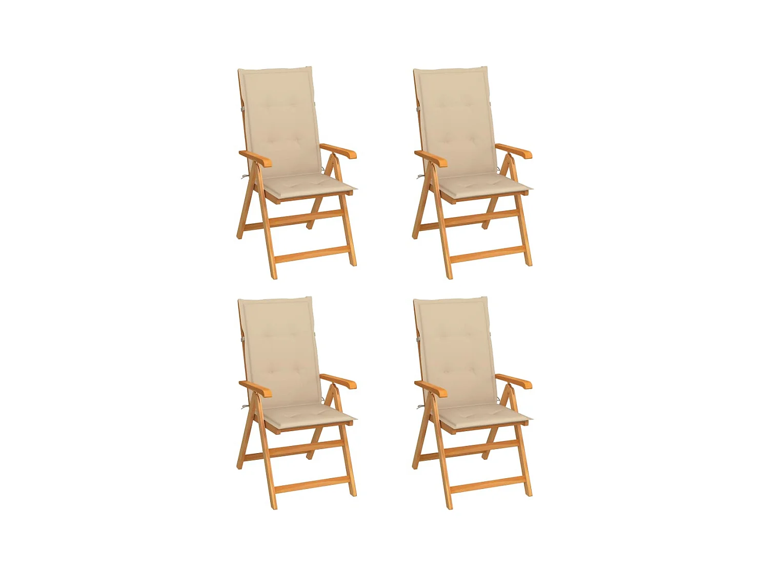 Chaises de jardin 4 pièces avec coussins beige Bois de teck massif