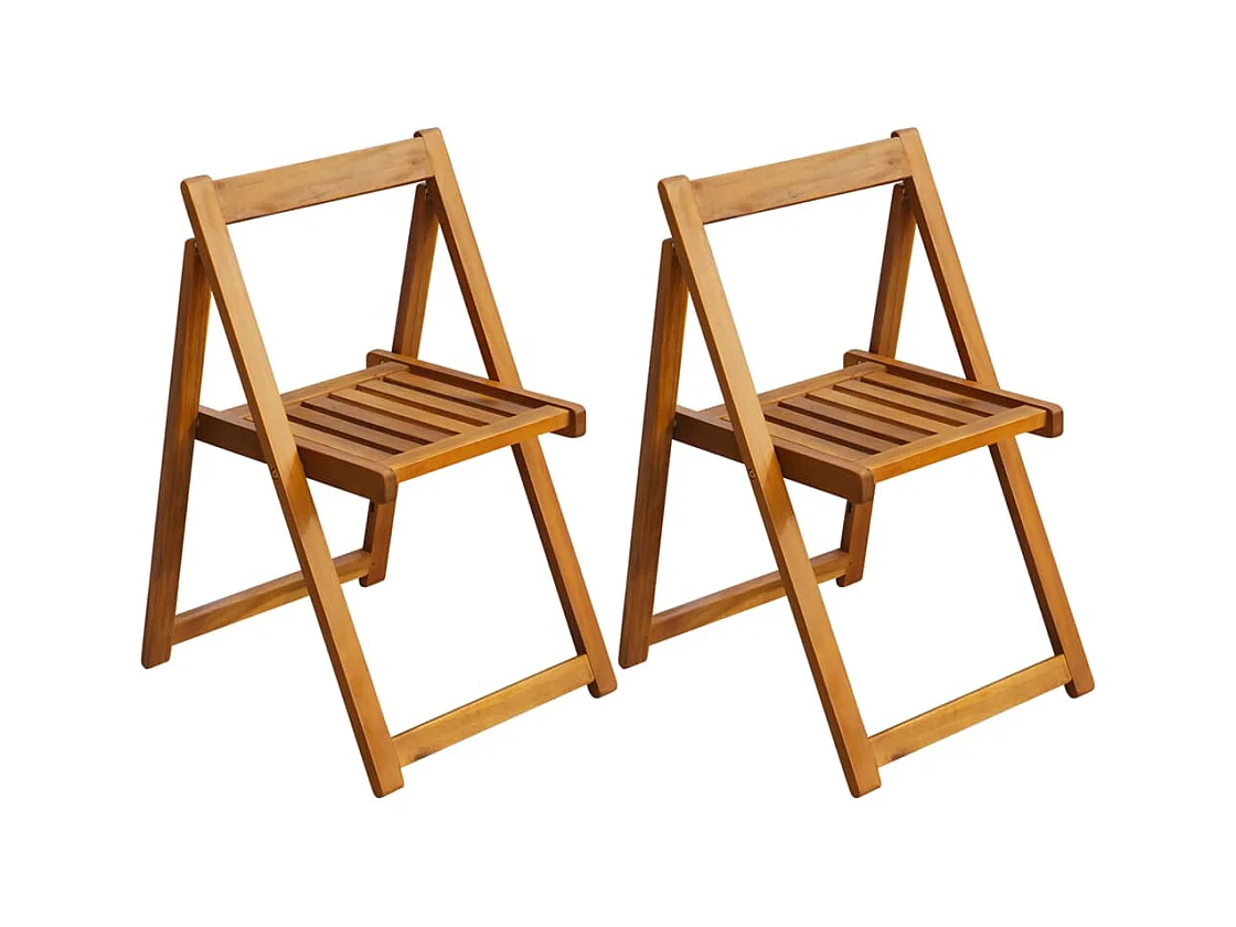 Chaises pliables de jardin 2 pièces Bois d'acacia solide