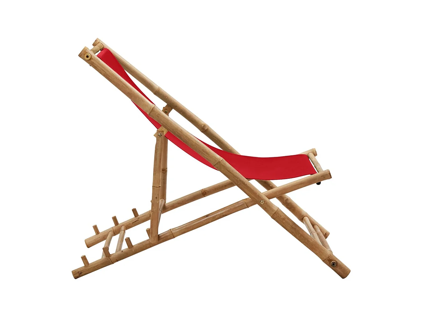 Espreguiçadeira de bambu e lona vermelho