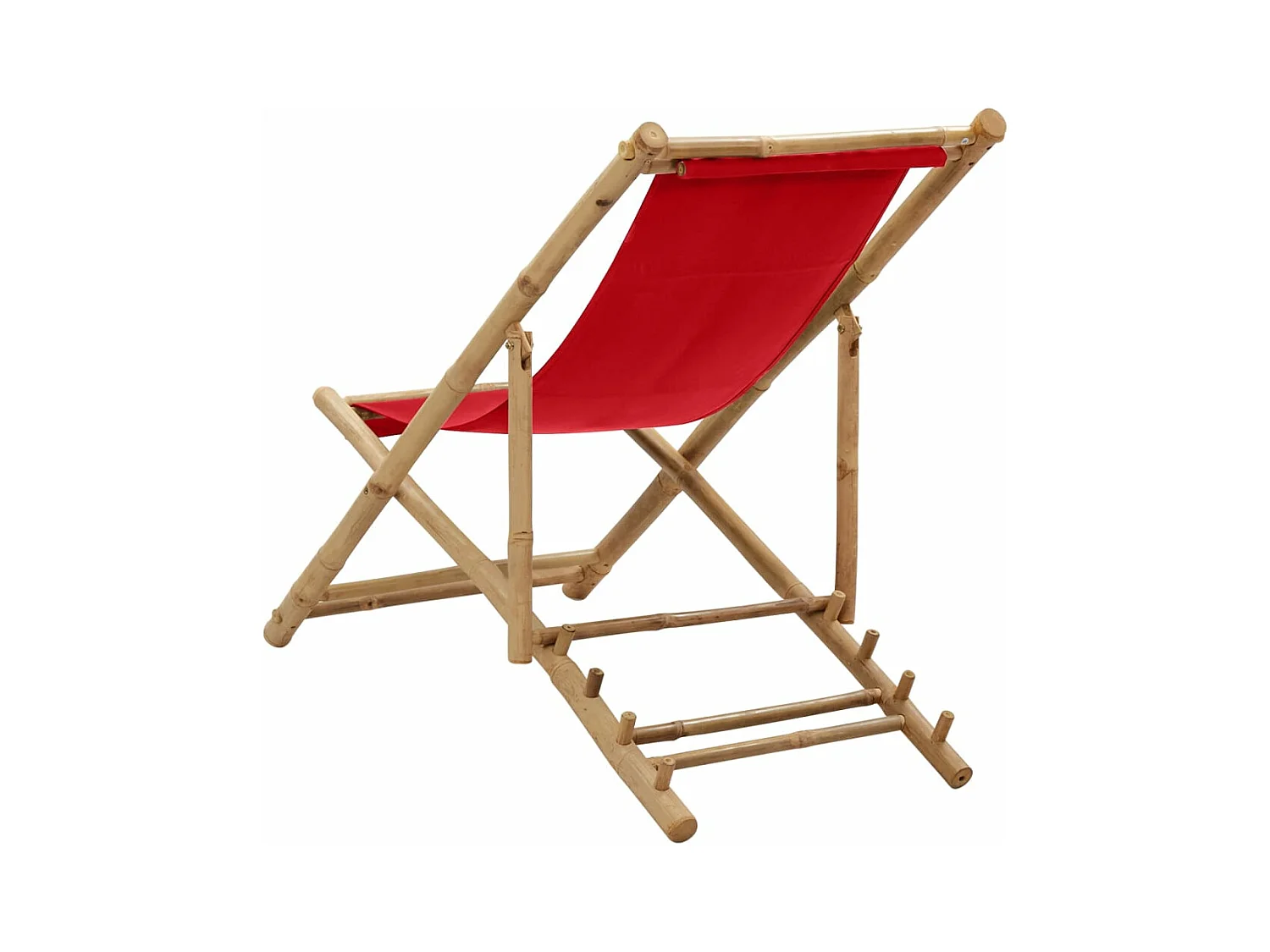 Espreguiçadeira de bambu e lona vermelho