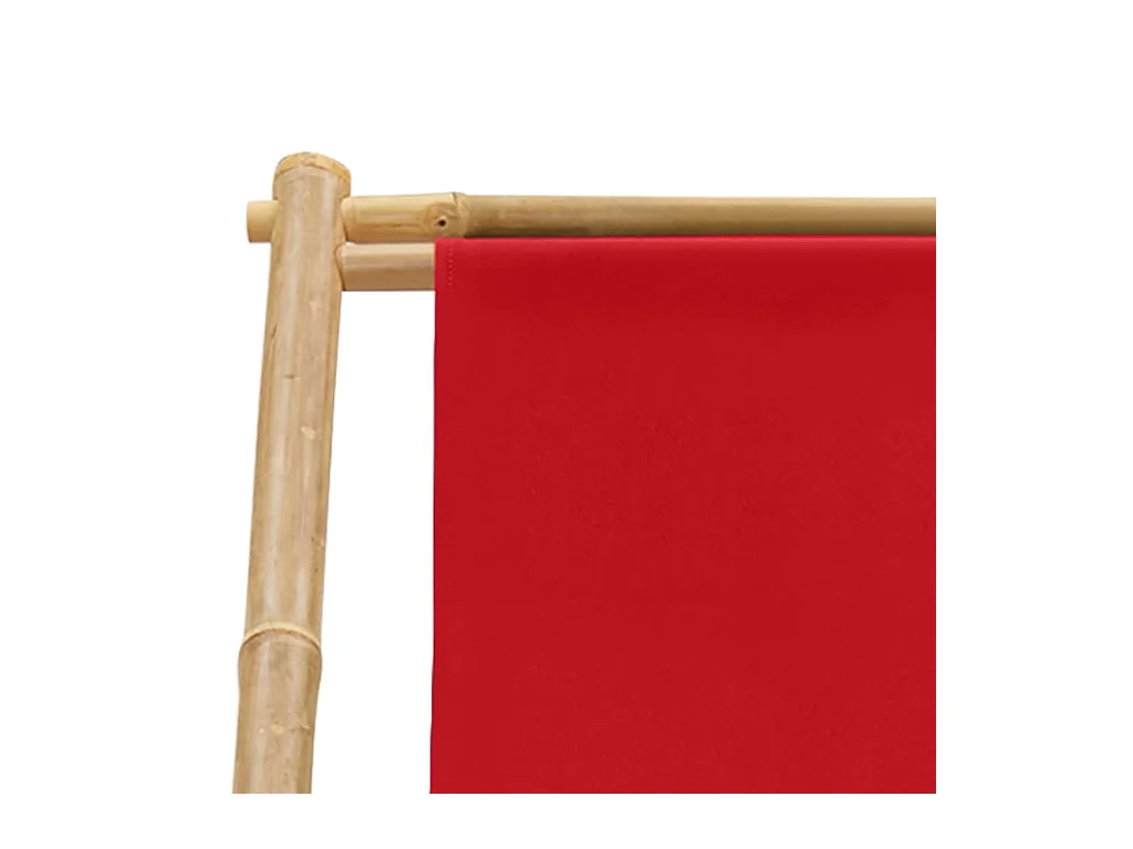 Espreguiçadeira de bambu e lona vermelho