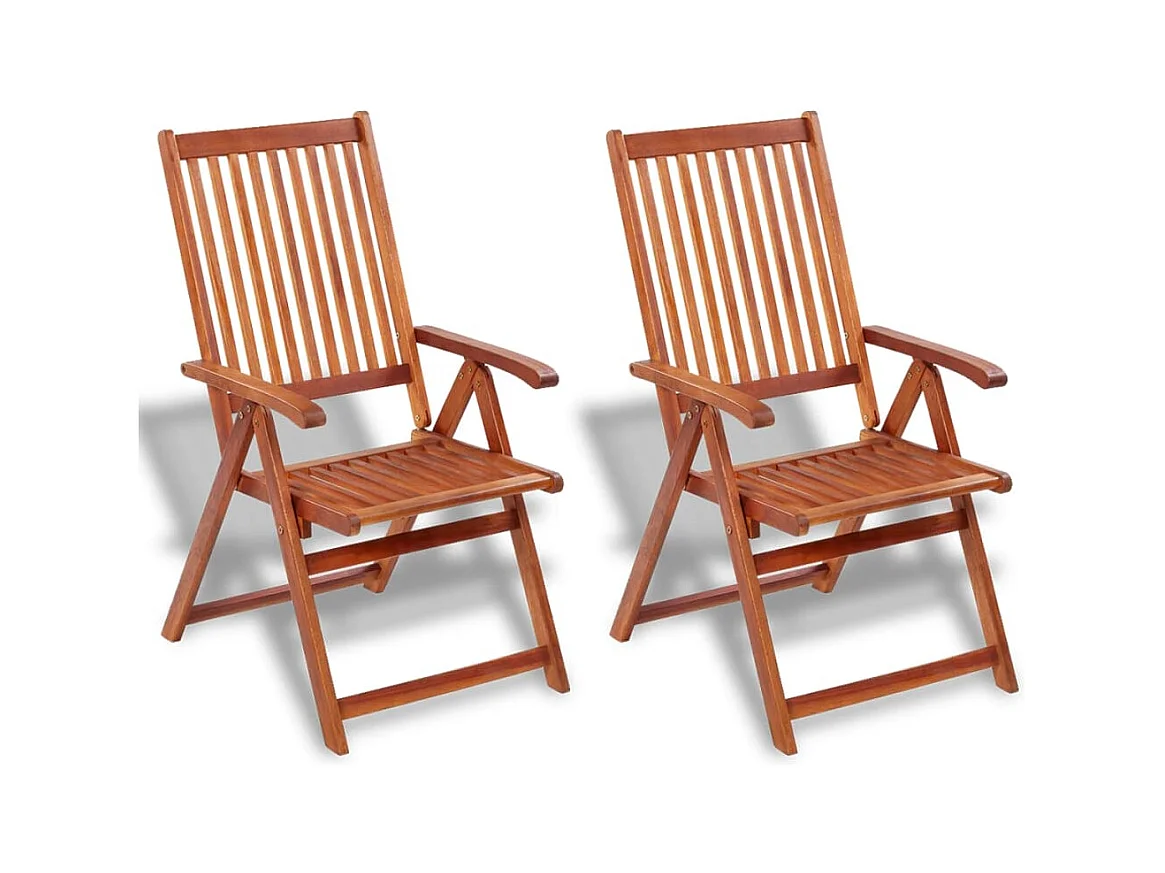 Chaises pliables de jardin 2 pièces Bois solide d'acacia Marron