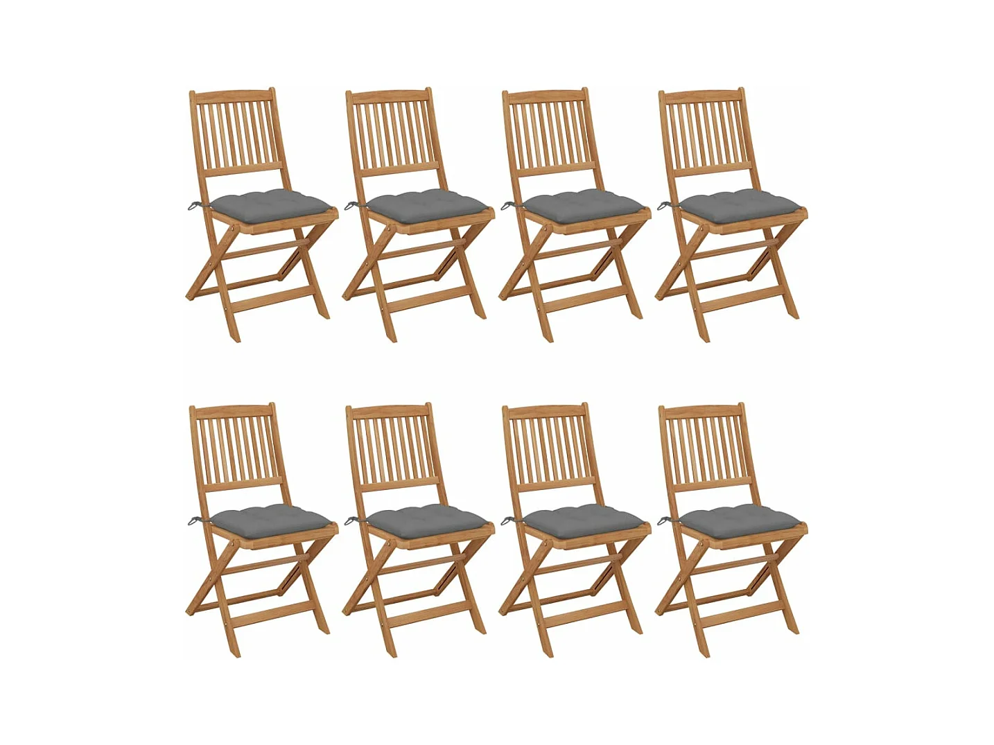 Chaises pliables de jardin 8 pièces avec coussins Bois d'acacia