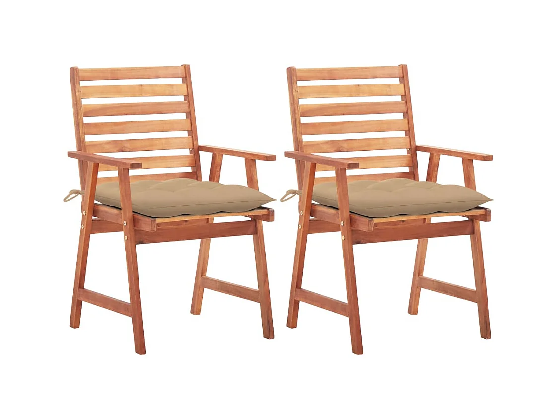 Chaises à dîner d'extérieur 2 pièces avec coussins Acacia massif