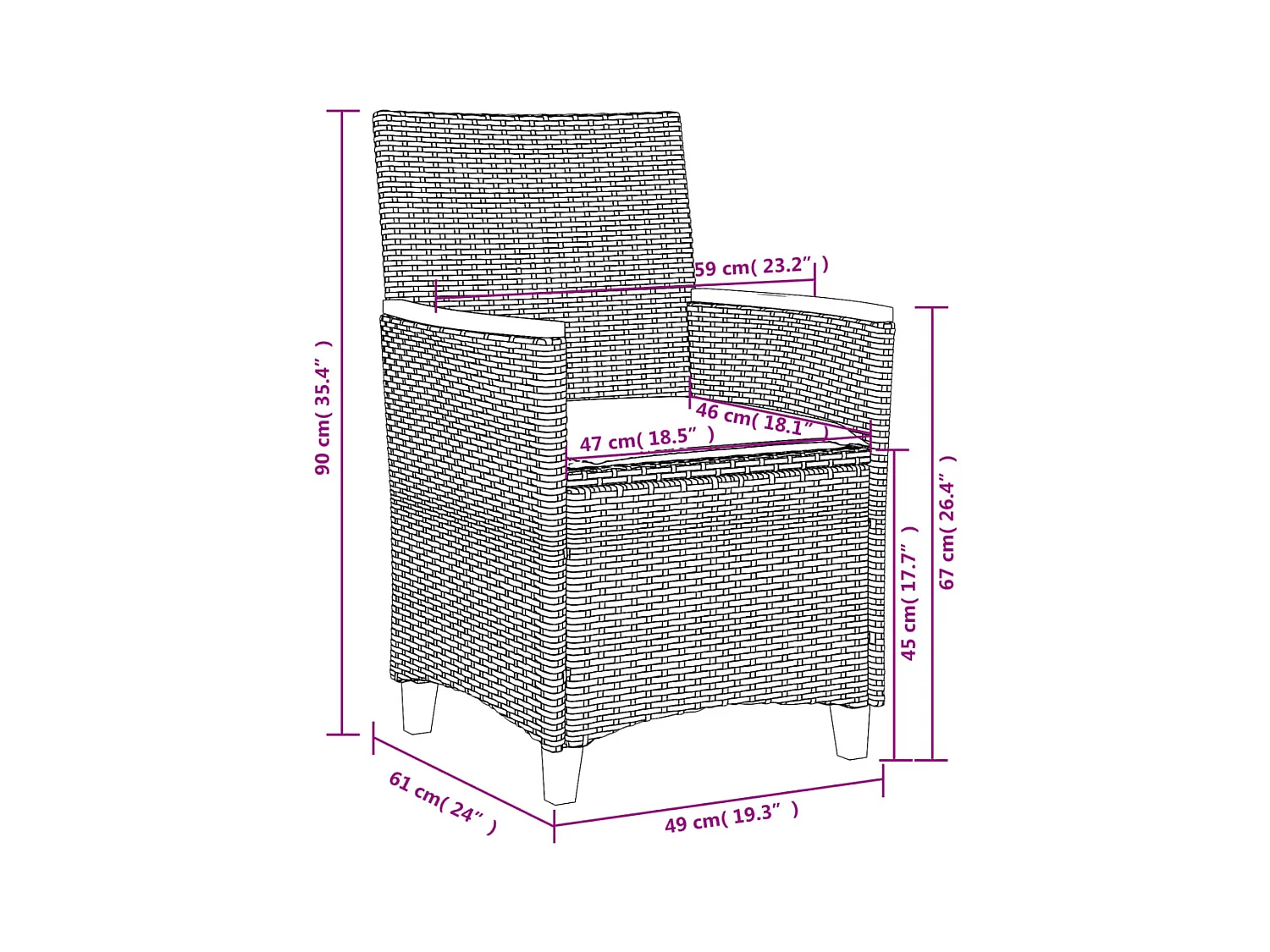 Cadeiras de jardim c/ almofadões 2 peças vime PE/madeira bege
