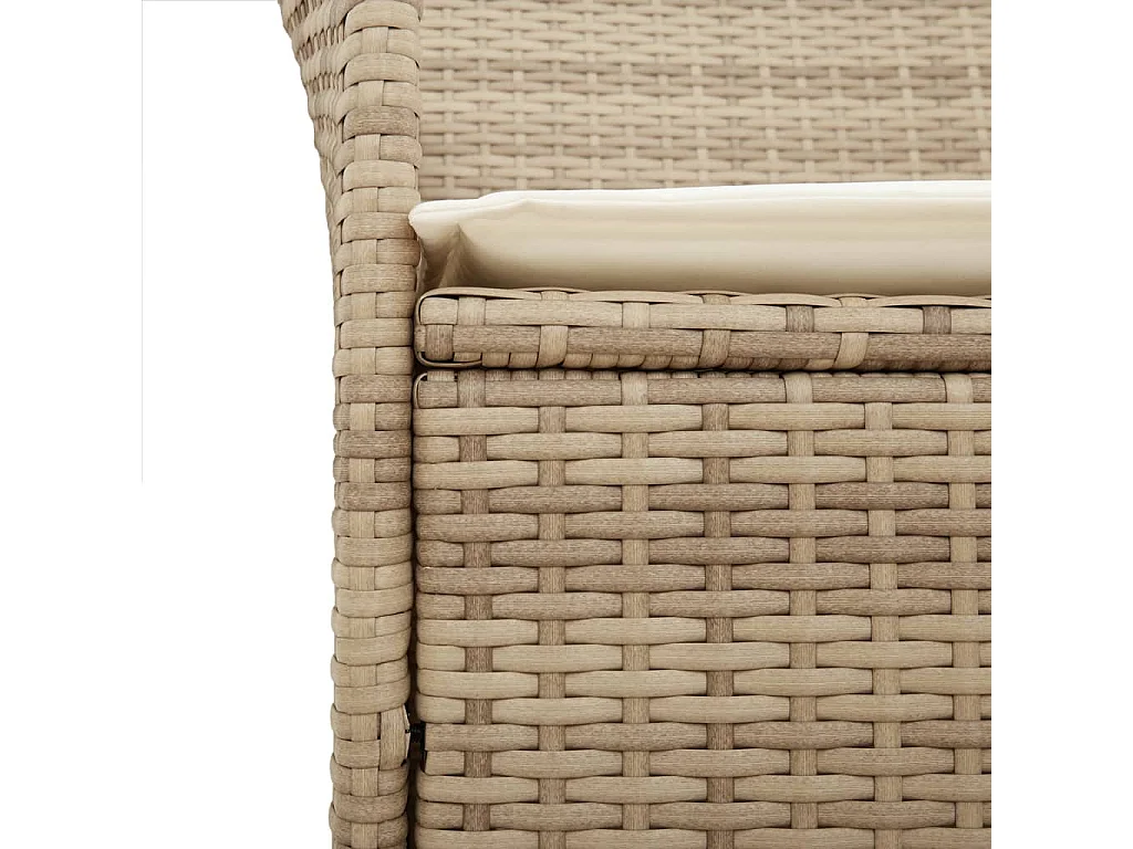 Chaises de jardin coussins lot de 2 beige résine tressée bois