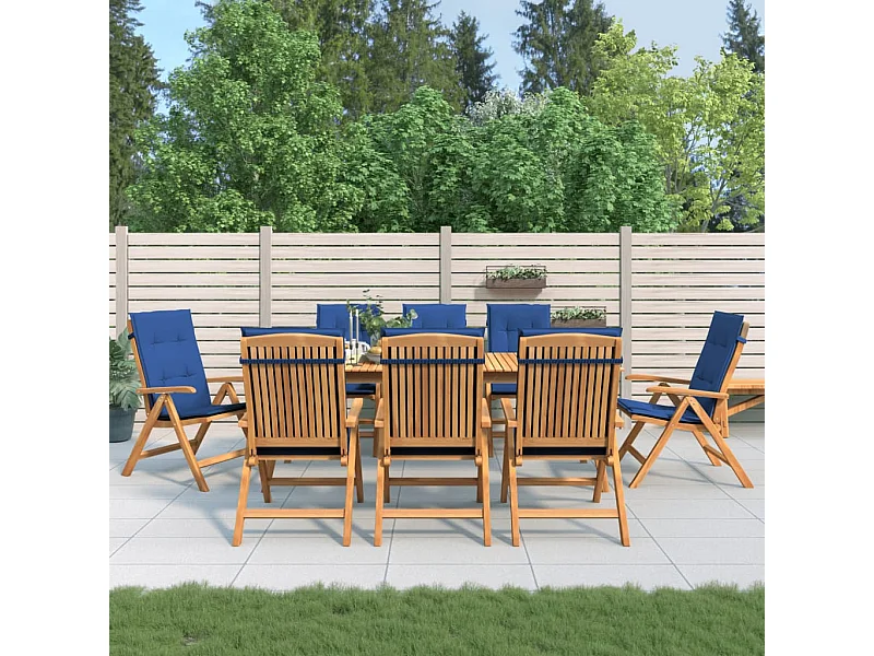 Sillas de jardín reclinables y cojines 8 unidades madera maciza teca