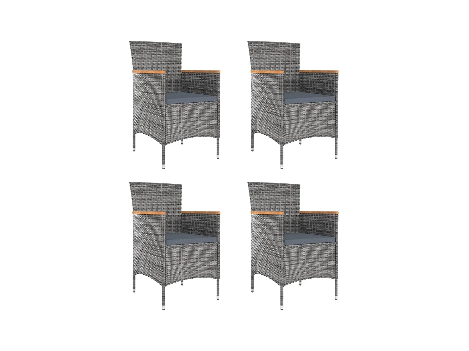 Chaises de salle à manger de jardin 4 pièces Résine tressée Gris