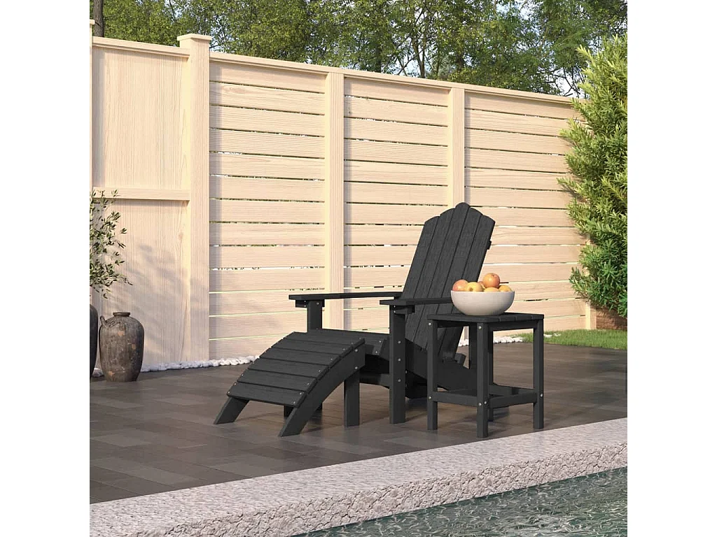 Chaise de jardin Adirondack repose-pied table PEHD Anthracite