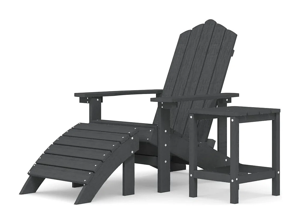 Chaise de jardin Adirondack repose-pied table PEHD Anthracite