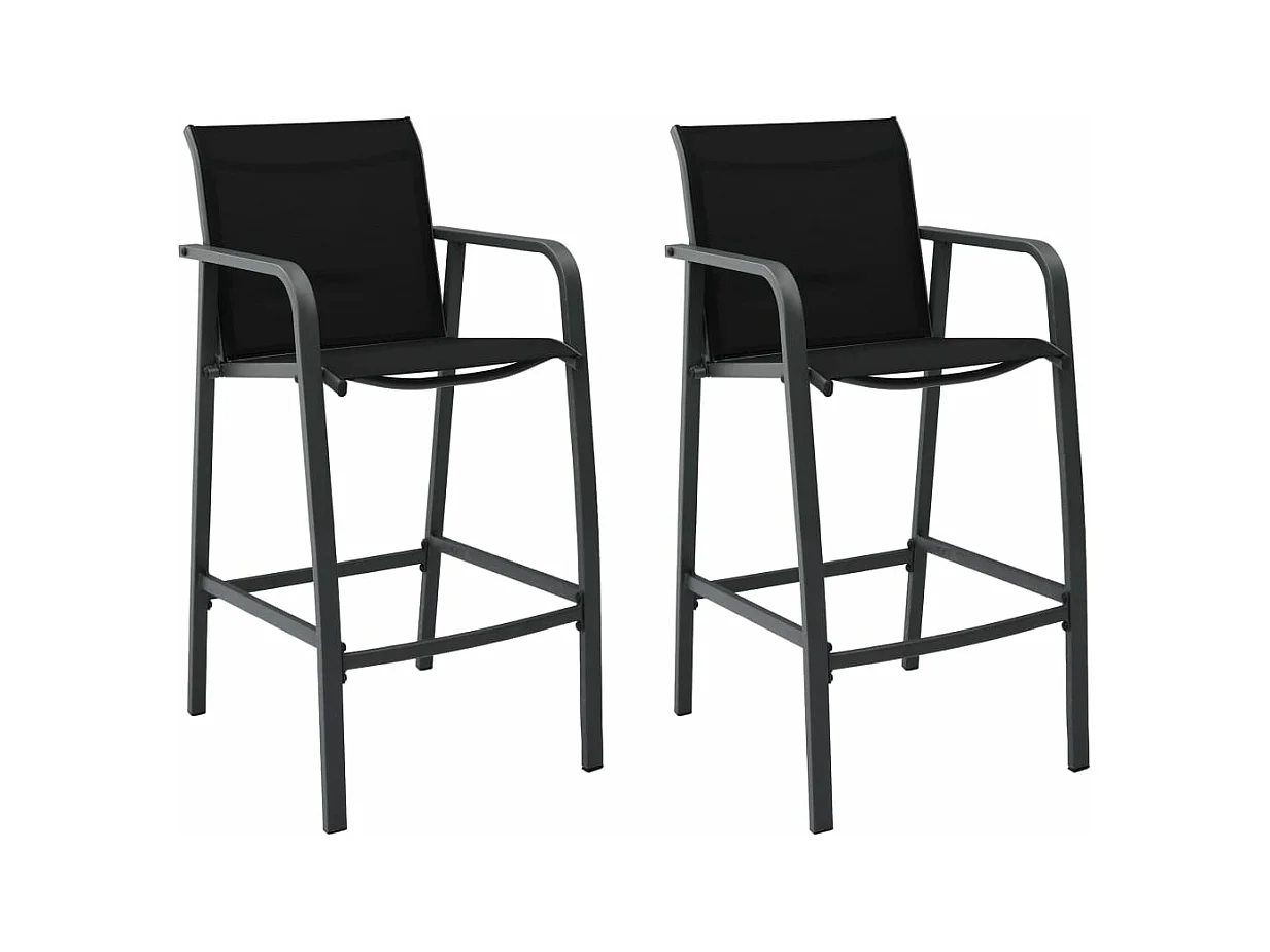 Chaises de bar de jardin 2 pièces Noir Textilène