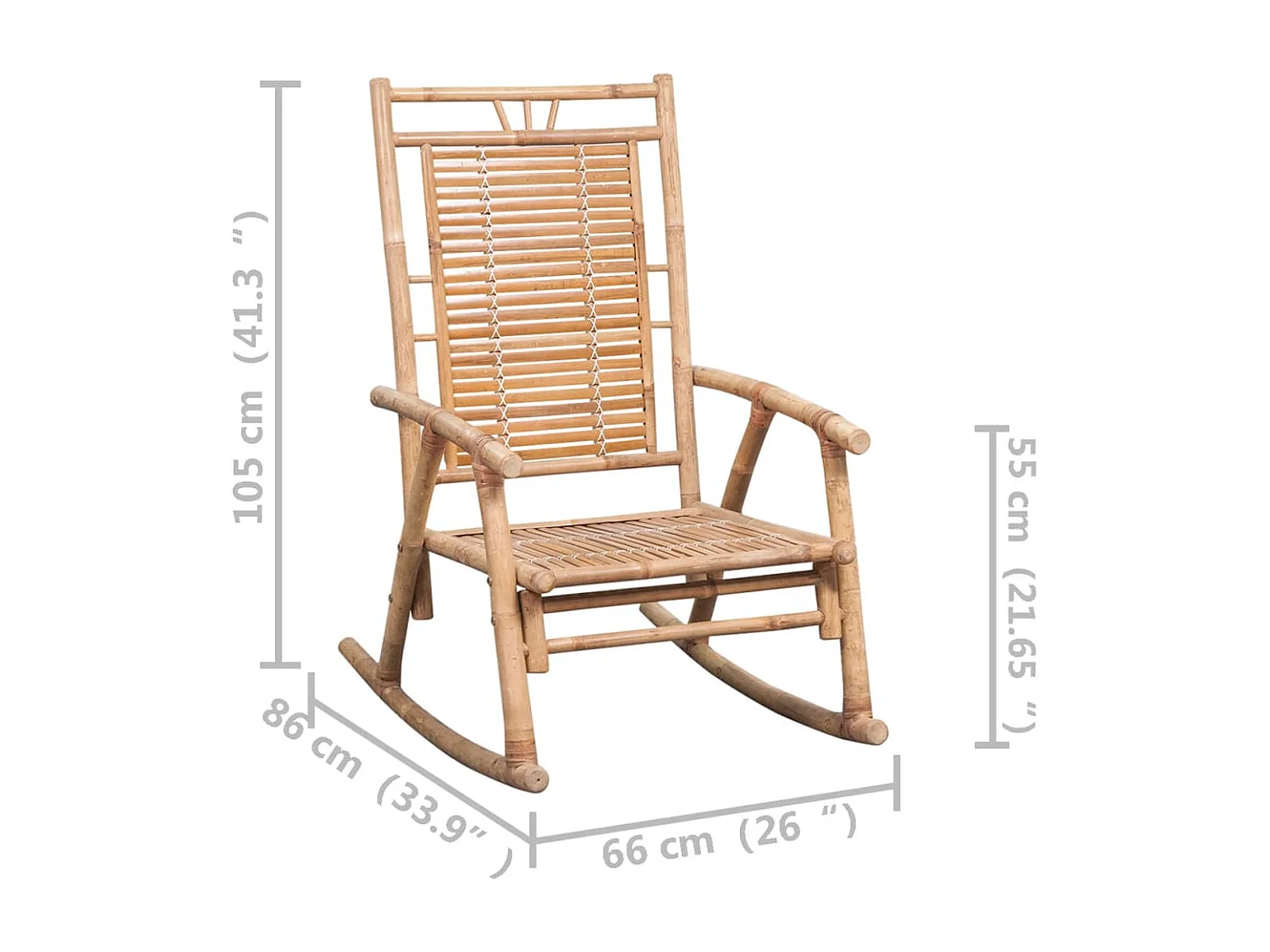 Chaise à bascule avec coussin Bambou