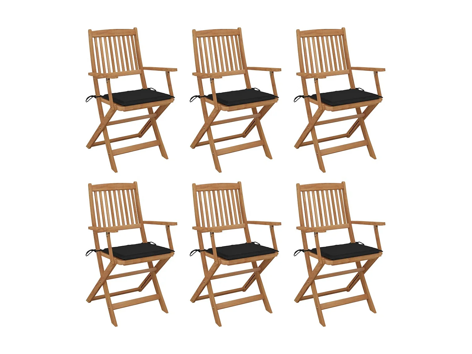 Chaises pliables de jardin 6 pièces avec coussins Bois d'acacia