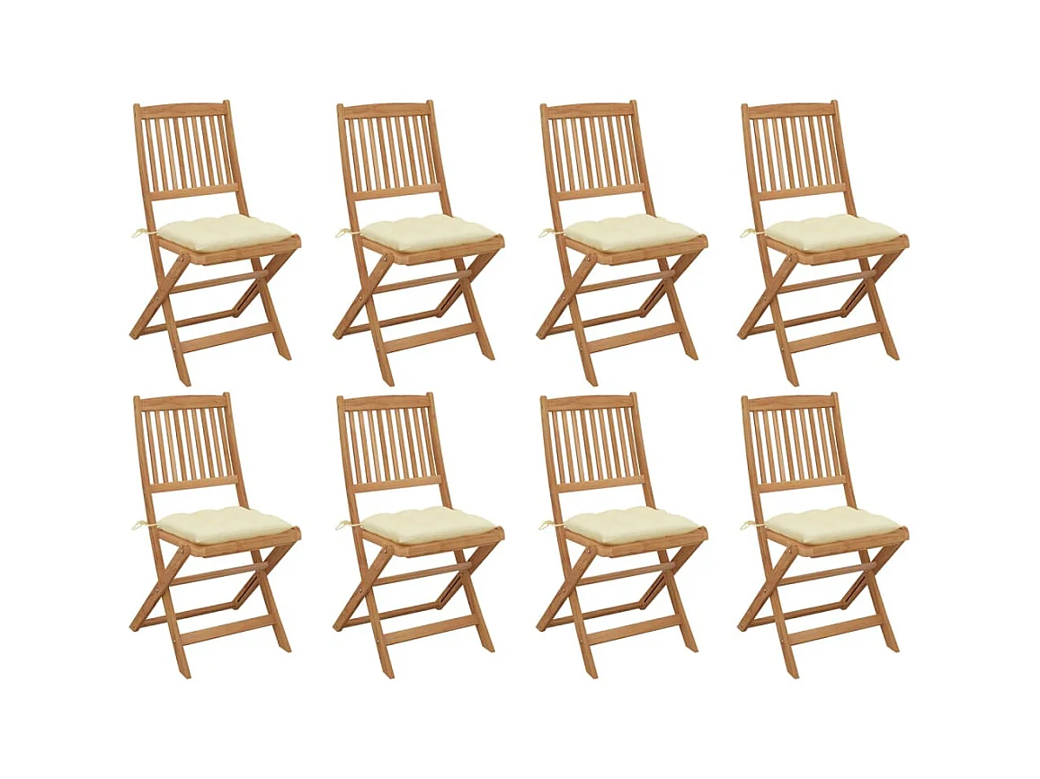 Chaises pliables d'extérieur avec coussins 8 pièces Bois d'acacia