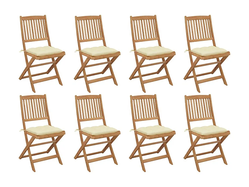 Chaises pliables d'extérieur avec coussins 8 pièces Bois d'acacia