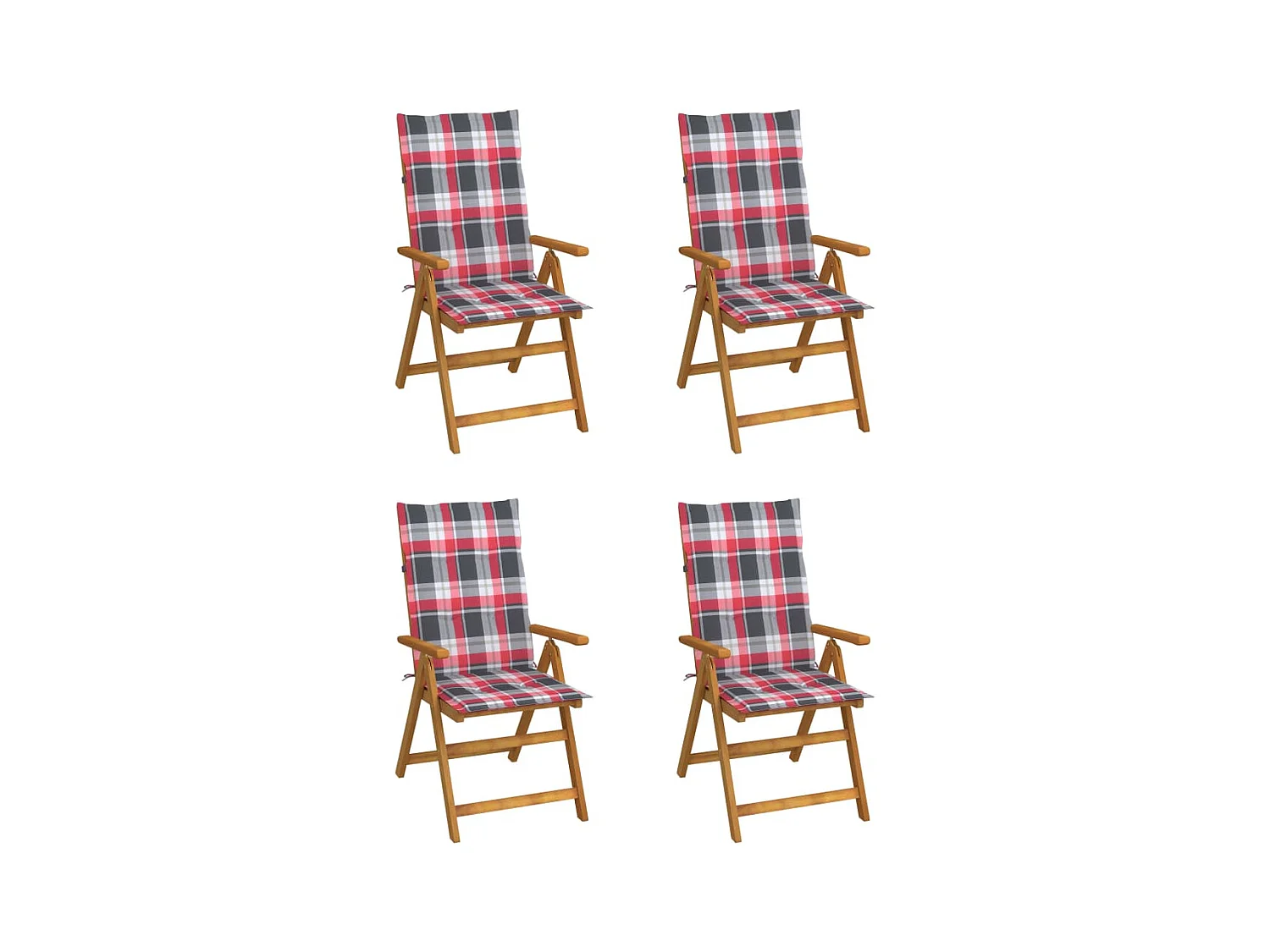 Chaises inclinables de jardin 4 pièces avec coussins Bois d'acacia