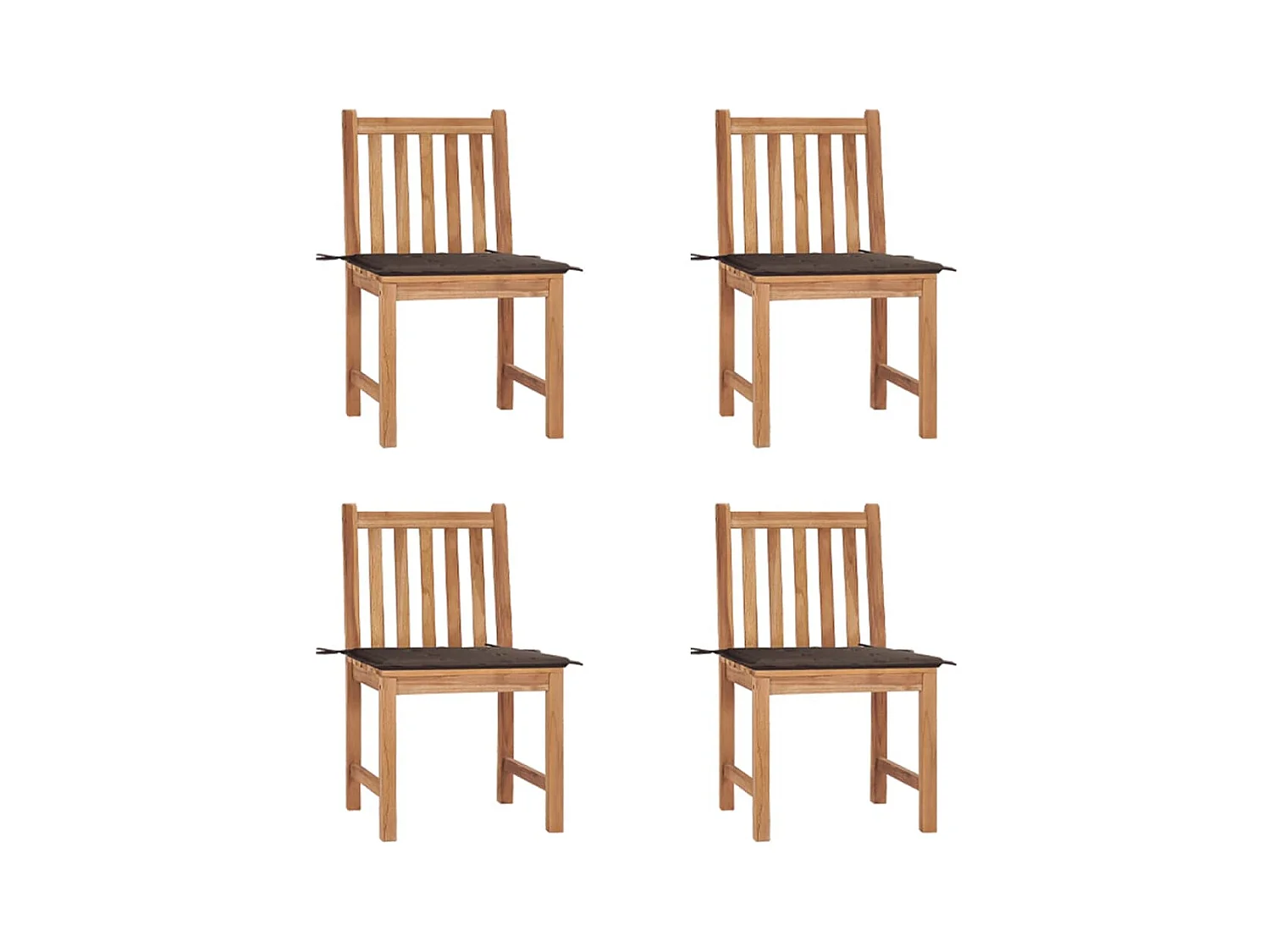 Chaises de jardin 4 pièces avec coussins Bois de teck massif