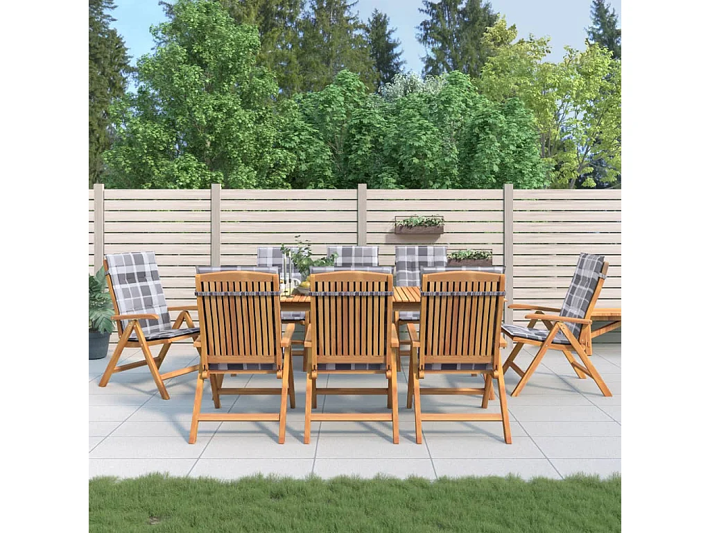 Sillas de jardín reclinables y cojines 8 unidades madera maciza teca