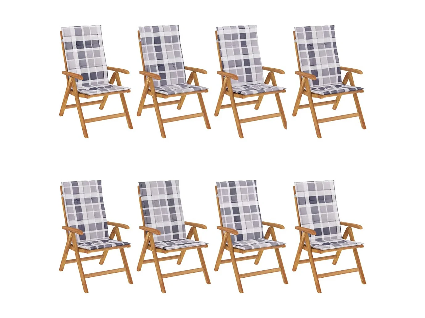 Sillas de jardín reclinables y cojines 8 unidades madera maciza teca