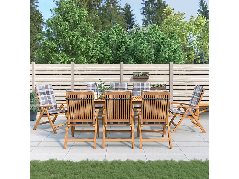 Sillas de jardín reclinables y cojines 8 unidades madera maciza teca